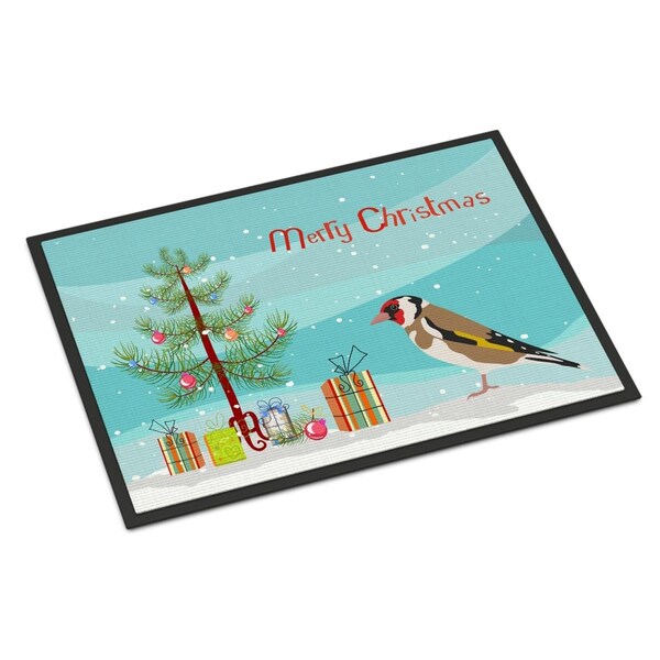 Carolines Treasures 24 x 36 in. Gold Finch Merry Christmas Indoor or Outdoor Mat CK4489JMAT - main